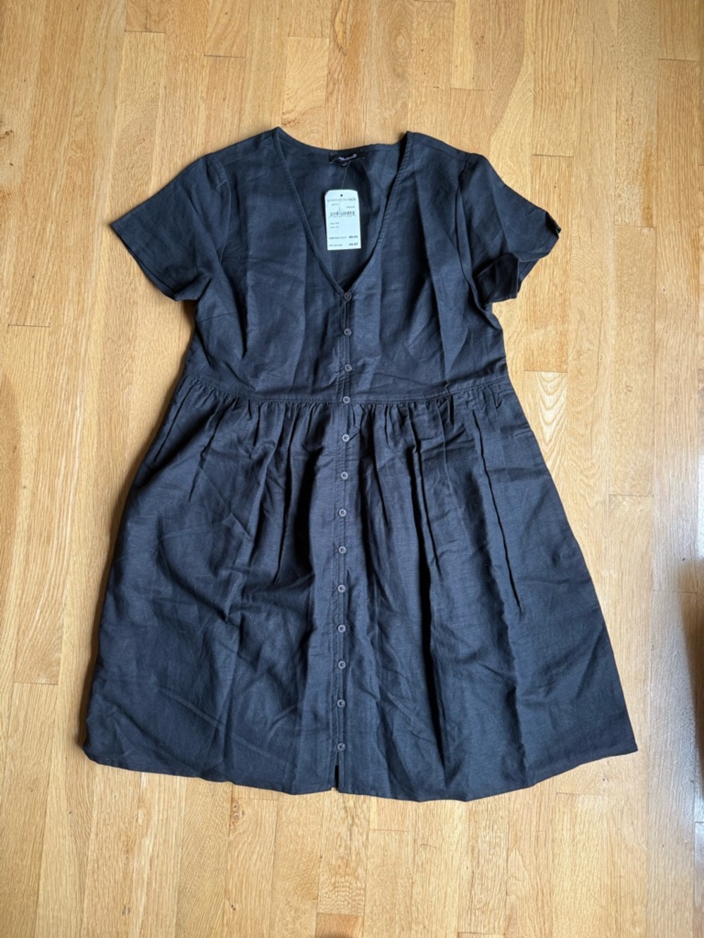 Madewell Button-Front Short Sleeve Midi Dress - Black